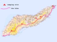 5day hike map of the Trail of Atheras Ikaria